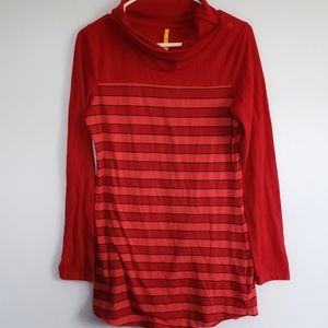 Lole Red Striped Cowl Neck Long Sleeve Size M